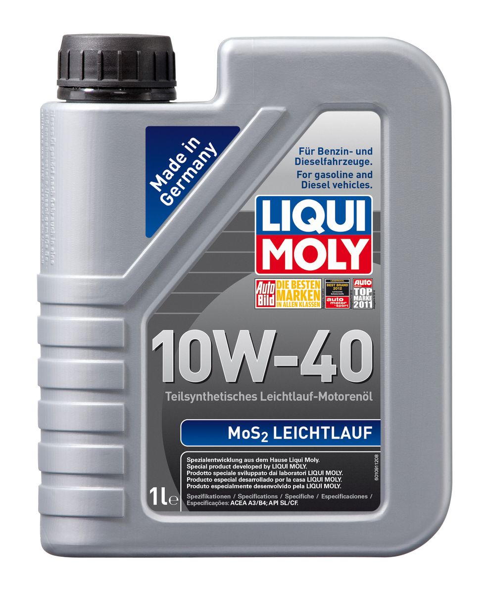 Масло моторное Liqui Moly MoS2 Leichtlauf, полусинтетическое, 10W-40, 1 л1930 Масло моторное Liqui Moly MoS2 Leichtlauf, полусинтетическое, 10W-40, 1 л1930Масло моторное Liqui Moly MoS2 Leichtlauf - полусинтетическое моторное масло с добавлением дисульфида молибдена - визитной карточки компании Liqui Moly, эффективность рецептуры которой проверена десятилетиями. Масло предназначено для бензиновых и дизельных двигателей (в том числе для турбомоторов) новых автомобилей (без специальных требований к маслу от автопроизводителей), а также для подержанных автомобилей с большим пробегом, которые эксплуатируются в жестких условиях. В моторном масле используются синтетические и минеральные базовые компоненты, отличающиеся высокими защитными свойствами. Оптимальное содержание присадок, а также смазывающего материала обеспечивает отличные смазывающие свойства масла при самых критических нагрузках и длительных интервалах смены масла. Особенности: - Очень высокий уровень защиты от износа - Надежное поступление масла к деталям двигателя во всем диапазоне рабочих температур - Очень низкий...