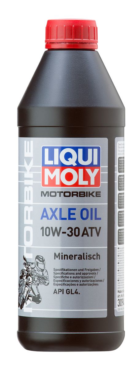 Масло трансмиссионное Liqui Moly Motorbike Axle Oil ATV, минеральное, 10W-30, GL-4, 1 л3094 Масло трансмиссионное Liqui Moly Motorbike Axle Oil ATV, минеральное, 10W-30, GL-4, 1 л3094Масло трансмиссионное Liqui Moly Motorbike Axle Oil ATV - минеральное трансмиссионное масло для редукторов и муфт подключения переднего привода квадроциклов. Всесезонное. Для стандартных и тяжелых условий эксплуатации, в том числе при отрицательных температурах. Снижает трение, износ. Способствует экономии топлива. Оптимально для сервисного использования. Для стандартных интервалов замены. Минеральная базовая основа и современные присадки гарантируют надежность эксплуатации средне- и сильно нагруженных редукторов квадроциклов, стойкость масляной пленки, совместимость с материалами фрикционных муфт. Масло облегчает ход редуктора, снижает шумы в работе. Увеличивает ресурс редуктора, поддерживает детали в чистоте. Особенности: - Строго нормированный коэффициент трения для оптимальной работы фрикционных муфт - Низкое сопротивление вращению, энергосберегающие свойства - Восприятие ударных нагрузок - Высокая смазывающая способность - Устойчивость...