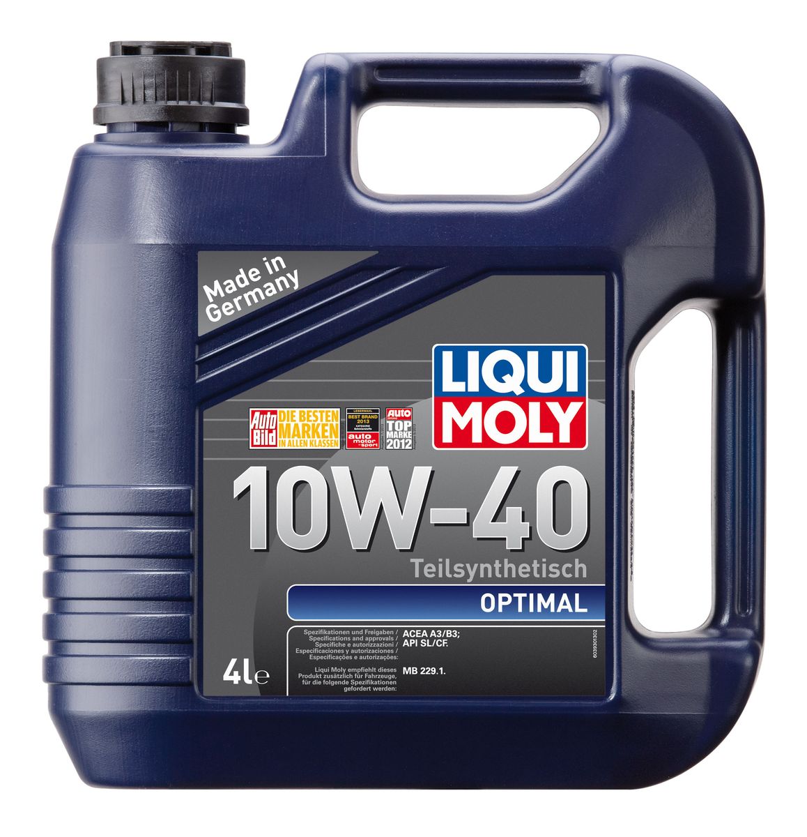 Масло моторное Liqui Moly Optimal, полусинтетическое, 10W-40, 4 л3930 Масло моторное Liqui Moly Optimal, полусинтетическое, 10W-40, 4 л3930Масло моторное Liqui Moly Optimal - это полусинтетическое моторное масло с адаптированным для российских условий пакетом присадок, которые в сочетании с вязкостью 10W-40 обеспечивают высокий уровень защиты. Масло оптимально подходит для таких российских марок, как ВАЗ и ГАЗ. Optimal 10W-40 удовлетворяет современным международным стандартам API/ACEA. В моторном масле используются синтетические и минеральные базовые компоненты, отличающиеся высокими защитными свойствами. Масло содержит современный пакет присадок, который обеспечивает высокий уровень защиты от износа и гарантирует стабильное поступление масла ко всем деталям двигателя.