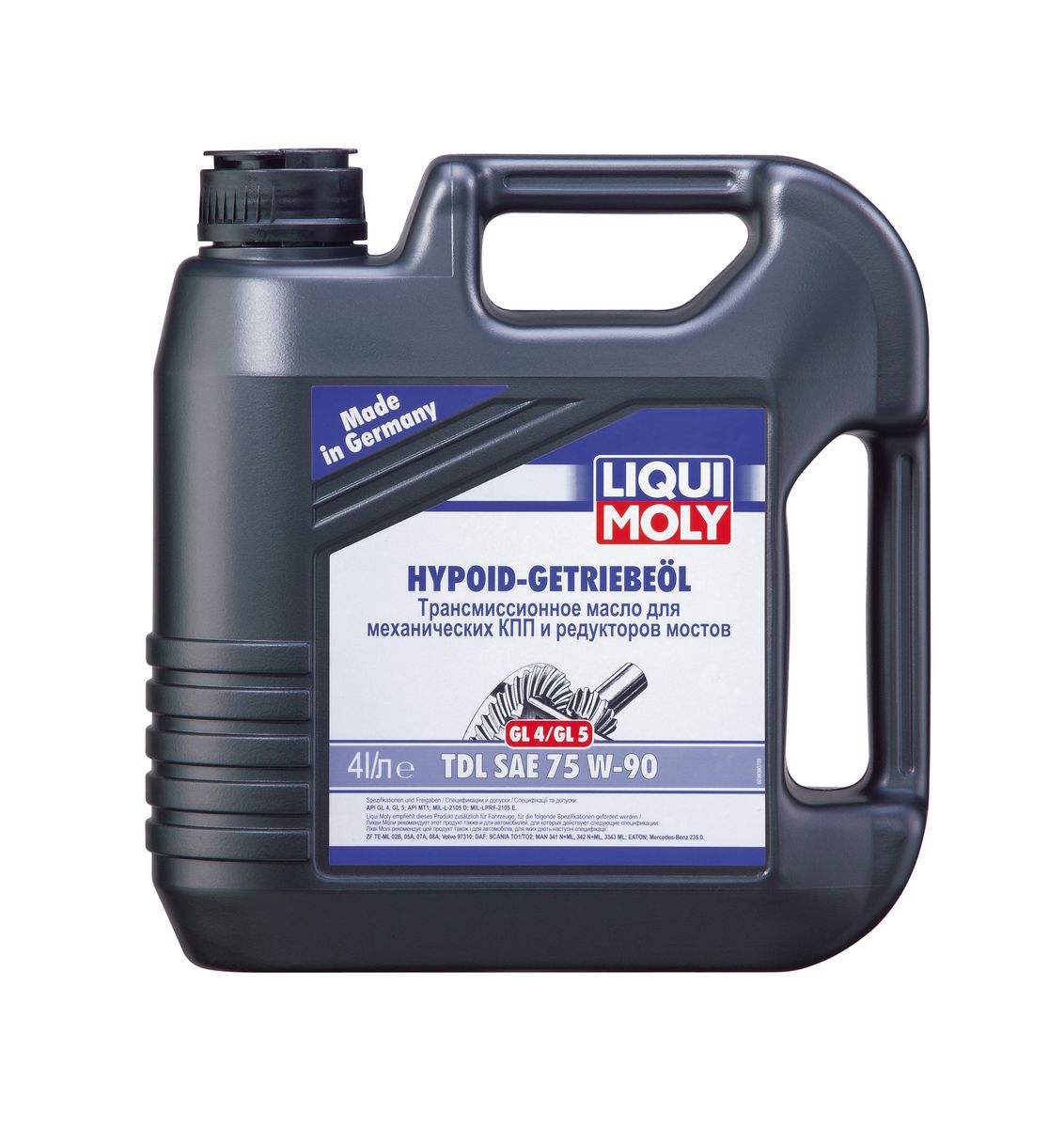 Масло трансмиссионное Liqui Moly Hypoid-Getriebeoil TDL, полусинтетическое, 75W-90, GL-4/GL-5, 4 л3939 Масло трансмиссионное Liqui Moly Hypoid-Getriebeoil TDL, полусинтетическое, 75W-90, GL-4/GL-5, 4 л3939Масло трансмиссионное Liqui Moly Hypoid-Getriebeoil TDL относится к классификации TDL - Total Drive Line - один сорт масла для всех узлов трансмиссии. Отвечает требованиям международных классификаций трансмиссионных масел для механических коробок передач и гипоидных редукторов ведущих мостов. Полусинтетическое трансмиссионное масло класса GL-4/GL-5 предназначено для использования в механических коробках передач легковых и грузовых автомобилей, раздаточных коробках, гипоидных редукторах ведущих мостов. Масло обеспечивает четкое переключение передач и надежную защиту от износа. В масле Hypoid-Getriebeoil TDL 75W-90 используются высококачественные синтетические и минеральные базовые компоненты, отличающиеся отличной стойкостью к старению. Масло содержит специальный пакет присадок, обеспечивающий одновременно высочайшие защитные свойства и совместимость с материалами синхронизаторов. Особенности: - Имеет широкий температурный диапазон применения -...