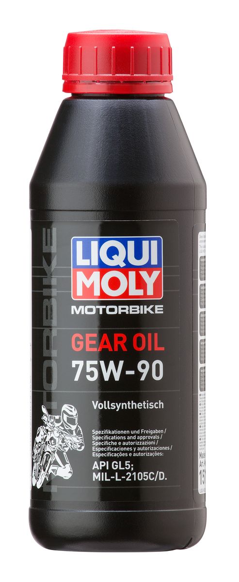 Масло трансмиссионное Liqui Moly Motorbike Gear Oil, синтетическое, 75W-90, GL-5, 500 мл7589 Масло трансмиссионное Liqui Moly Motorbike Gear Oil, синтетическое, 75W-90, GL-5, 500 мл7589Масло трансмиссионное Liqui Moly Motorbike Gear Oil - 100% синтетическое трансмиссионное масло на базе полиальфаолефинов (ПАО) для редукторов и коробок передач мотоциклетной техники. Всесезонное. Для тяжелых условий эксплуатации, в том числе при отрицательных температурах. Воспринимает ударные нагрузки, снижает трение, износ. Способствует экономии топлива. Для повышенных интервалов замены. Использование современного, полностью синтетического базового масла (ПАО) и передовых присадок высокого давления гарантирует широкий температурный диапазон использования, надежность масляной пленки, длительный срок эксплуатации масла. Обеспечивает надежную защиту агрегатов трансмиссии в тяжелых условиях. Увеличивает ресурс агрегатов, поддерживает детали в чистоте. Особенности: - Отличные пусковые свойства в мороз - Восприятие ударных нагрузок - Высокая смазывающая способность - Замечательная термоокислительная стабильность и устойчивость к старению -...