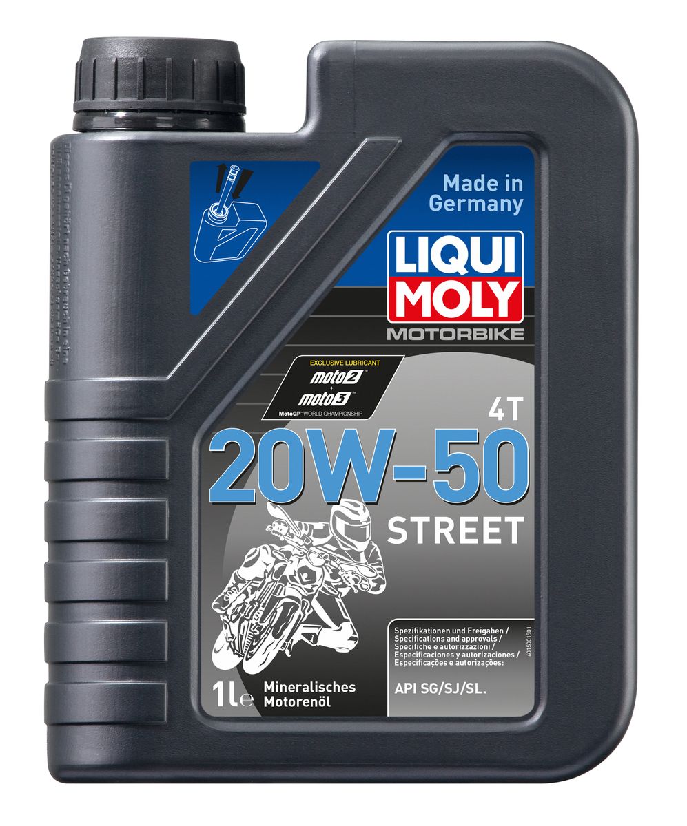 Масло моторное Liqui Moly Motorbike 4T Street, минеральное, 20W-50, 1 л7632 Масло моторное Liqui Moly Motorbike 4T Street, минеральное, 20W-50, 1 л7632Масло моторное Liqui Moly Motorbike 4T Street предназначено для эксплуатации шоссейной мототехники на дорогах с твердым покрытием. Универсального применения, преимущественно для низкооборотных мотодвигателей с воздушным охлаждением. Для классических и коллекционных ретро-мотоциклов. Использована высоковязкая минеральная базовая основа, обладающая стойкостью к перегреву и потере вязкости. Современный пакет присадок обеспечивает отменную совместимость с фрикционными материалами и оптимальное смазывание как двигателя, так и коробки передач мототехники. Уменьшает шумы в работе. Высоковязкая минеральная базовая основа в сочетании с современными присадками обеспечивает: - повышенное давление в системе смазки, - отличное смазывание двигателя и КПП, - отличные антипенные свойства, - максимальную защиту двигателя от износа, - снижение шума в работе агрегатов, - малый расход масла на угар, - длительный срок службы масла, -...
