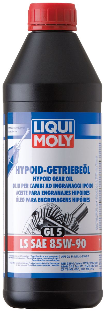 Масло трансмиссионное Liqui Moly Hypoid-Getriebeoil LS, минеральное, 85W-90, GL-5, 1 л8039 Масло трансмиссионное Liqui Moly Hypoid-Getriebeoil LS, минеральное, 85W-90, GL-5, 1 л8039Масло трансмиссионное Liqui Moly Hypoid-Getriebeoil LS отвечает требованиям ведущих производителей легковых и грузовых автомобилей, а также агрегатов для специальной внедорожной техники: DAF, Volvo, ZF, General Motors. Минеральное масло с LS-присадками для высоконагруженных гипоидных передач. Предназначено для мостов с самоблокирующимся дифференциалом и без него. В масле Hypoid-Getriebeoil GL-5 LS 85W-90 используются высококачественные минеральные базовые компоненты, отличающиеся хорошей стойкостью к старению. Масло содержит специальный пакет присадок, обеспечивающий надежное функционирование самоблокирующихся дифференциалов и отличный уровень защиты гипоидных передач от износа. Особенности: - Позволяет функционировать дифференциалу повышенного трения в оптимальном режиме - Предотвращает возникновение эффекта Stick-Slip - Способно выдерживать высокие нагрузки Допуск: -API: GL-5 -MIL-L: 2105 D Соответствие: ...