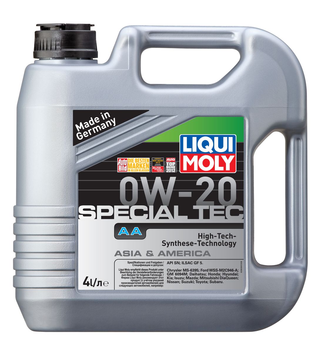 Масло моторное Liqui Moly Special Tec AA, НС-синтетическое, 0W-20, 4 л8066 Масло моторное Liqui Moly Special Tec AA, НС-синтетическое, 0W-20, 4 л8066Масло моторное Liqui Moly Special Tec AA рекомендуется для автомобилей Honda, Mazda, Mitsubishi, Nissan, Daihatsu, Hyundai, Kia, Isuzu, Suzuki, Toyota, Subaru, Ford, Chrysler, GM. Современное HC-синтетическое энергосберегающее моторное масло специально предназначено для всесезонного использования в двигателях американских и азиатских автомобилей. Благодаря отличным низкотемпературным свойствам в соответствии с классом вязкости 0W-20 данное масло отлично подходит для новейших двигателей Honda и гибридных автомобилей концерна Toyota, произведенных для японского и американского рынков. Базовые масла, полученные по технологии синтеза, и новейшие присадки составляют рецептуру моторного масла с отменной защитой от износа, снижающего расход топлива и масла, обеспечивающего чистоту двигателя и максимально быстрое поступление к трущимся деталям. Особенности: - Отличные пусковые свойства в мороз - Быстрое поступление масла ко всем деталям двигателя при...