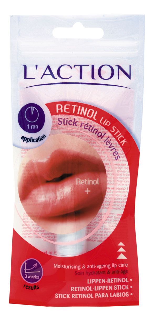 Laction Бальзам для губ с ретинолом Retinol Lip Stick, 4 г605155 Laction Бальзам для губ с ретинолом Retinol Lip Stick, 4 г605155Входящий в состав бальзама ретинол (витамин А) помогает бороться с мелкими морщинками на губах и на коже вокруг губ, делает кожу более эластичной и предотвращает появление более глубоких морщин. Бальзам ложится тонким слоем, без ощущения липкости и не скатывается в уголках губ. Бесцветный. Имеет приятный аромат ванили