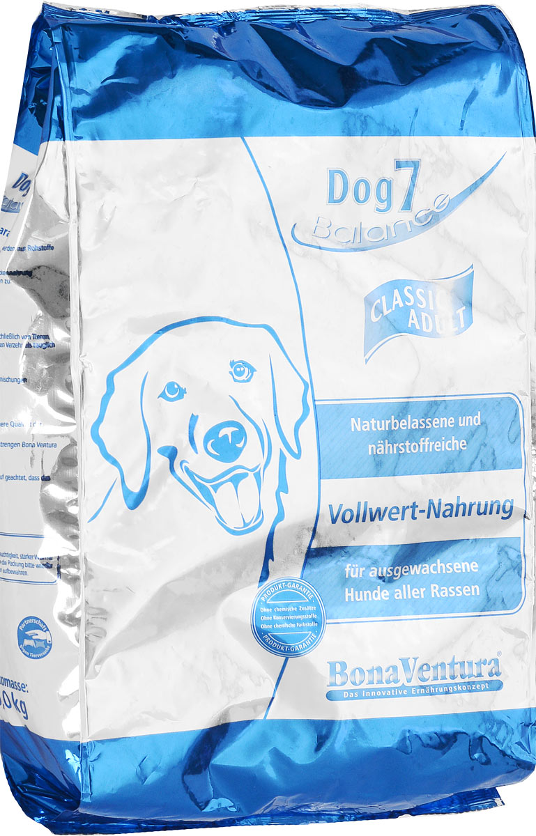 Корм сухой BonaVentura Dog 7 Classic Adult для взрослых собак, 5 кг205105 Корм сухой BonaVentura Dog 7 Classic Adult для взрослых собак, 5 кг205105Натуральный корм для собак BonaVentura Dog 7 Classic Adult произведен из продуктов, пригодных в пищу человека по специальной технологии, схожей с технологией Sous Vide. Благодаря технологии при изготовлении сохраняются все натуральные витамины и минералы. Это достигается благодаря бережной обработке всех ингредиентов при температуре менее 80 градусов. Такая бережная обработка продуктов не стерилизует продуктовые компоненты. Благодаря этому корма не нуждаются ни в каких дополнительных вкусовых добавках и сохраняют все необходимые полезные вещества. При производстве кормов используются исключительно свежие натуральные продукты: мясо, овощи и зерновые; Приготовлено из 100% свежего мяса, пригодного в пищу человеку; Содержит натуральные витамины, аминокислоты, минеральные вещества и микроэлементы; С экстрактом масла зародышей зерна пшеницы холодного отжима (Bio-Dura); Без химических красителей, усилителей вкуса, искусственных консервантов и химических...