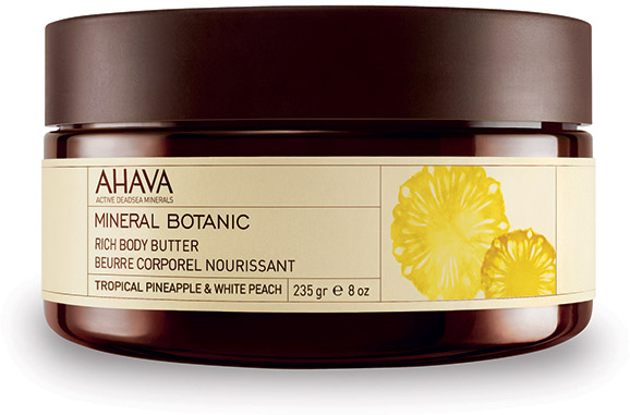 Ahava Mineral Botanic Насыщенное масло для тела тропический ананас и белый персик 235 гр81223065 Ahava Mineral Botanic Насыщенное масло для тела тропический ананас и белый персик 235 гр81223065Мягкое и ультра питательное крем-масло для тела обеспечивает интенсивное увлажнение в течение всего дня. Масло персика, масло Ши смягчают и питают вашу кожу. Содержит комплекс Osmoter Ahava - сбалансированный концентрат минералов Мертвого моря.