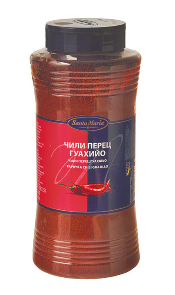Santa Maria Чили перец Гуахийо, 500 г17656 Santa Maria Чили перец Гуахийо, 500 г17656Чили перец Гуахийо Santa Maria для горячих блюд, сальсы, маринадов или супов. Подходит к пасте, пряным бифштексам и рыбе, соусам, овощным блюдам, фруктам и ягодам, для жареного мяса и гриля, для блюд из фарша и дичи. Молотый чили придает блюду красивый красноватый цвет благодаря высокой концентрации перца, с оттенком вишни и легкой остроты чили. Уровень жгучести: 4 (по шкале от 1 до 10).