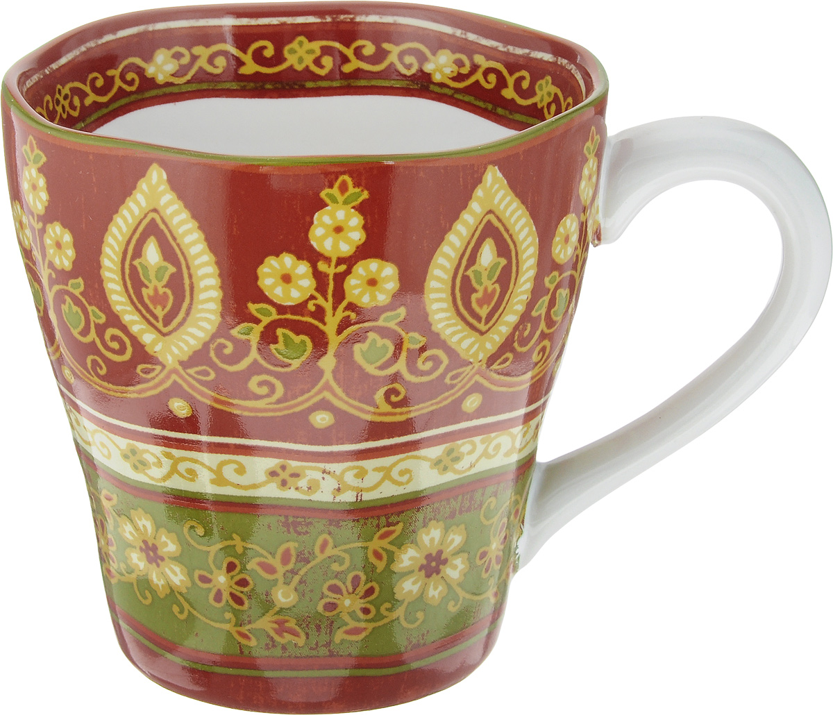 Кружка Sango Ceramics Кашмир, 450 млUTT41601 Кружка Sango Ceramics Кашмир, 450 млUTT41601Кружка Sango Ceramics Кашмир изготовлена из высококачественной керамики. Изделие оформлено оригинальным рисунком. Такая кружка создаст атмосферу тепла и уюта, настроит на позитивный лад и подарит хорошее настроение с самого утра. Это оригинальное изделие идеально подойдет в подарок близкому человеку. Можно мыть в посудомоечной машине и использовать в СВЧ. Диаметр (по верхнему краю): 10,5 см. Высота кружки: 10,5 см. Объем: 450 мл.