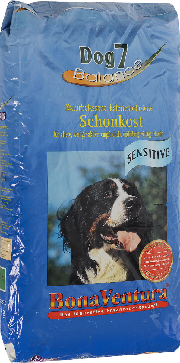 Корм сухой BonaVentura Dog 7 Sensitive для взрослых собак, склонных к полноте, 12,5 кг205312 Корм сухой BonaVentura Dog 7 Sensitive для взрослых собак, склонных к полноте, 12,5 кг205312Натуральный корм BonaVentura Dog 7 Sensitive предназначен для взрослых собак, склонных к полноте. Он произведен из продуктов, пригодных в пищу человека по специальной технологии, схожей с технологией Sous Vide. Благодаря технологии при изготовлении сохраняются все натуральные витамины и минералы. Это достигается благодаря бережной обработке всех ингредиентов при температуре менее 80 градусов. Такая бережная обработка продуктов не стерилизует продуктовые компоненты. Благодаря этому корма не нуждаются ни в каких дополнительных вкусовых добавках и сохраняют все необходимые полезные вещества. При производстве кормов используются исключительно свежие натуральные продукты: мясо, овощи и зерновые; Приготовлено из 100% свежего мяса, пригодного в пищу человеку; Содержит натуральные витамины, аминокислоты, минеральные вещества и микроэлементы; С экстрактом масла зародышей зерна пшеницы холодного отжима (Bio-Dura); Без химических красителей, усилителей вкуса,...