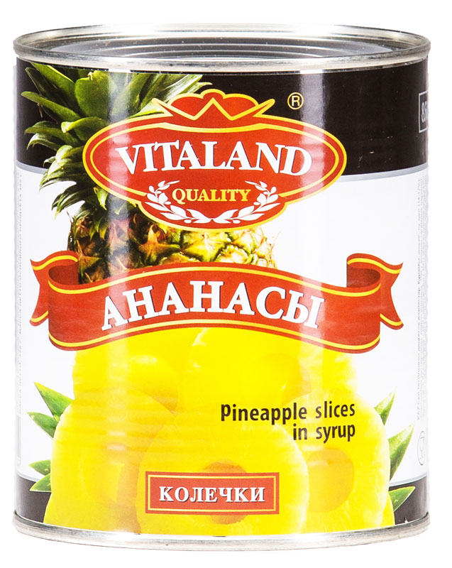 Vitaland ананасы колечки, 850 мл4041811017449 Vitaland ананасы колечки, 850 мл4041811017449Ананасы колечки в сладком сиропе