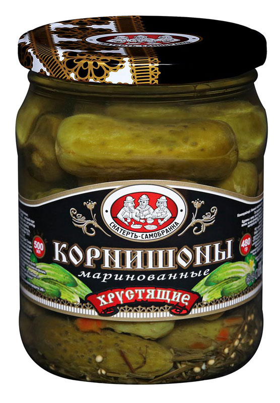 Скатерть-Самобранка корнишоны маринованные, 500 мл4607067550392 Скатерть-Самобранка корнишоны маринованные, 500 мл4607067550392Маринованные корнишоны, хрустящие, с зеленью.