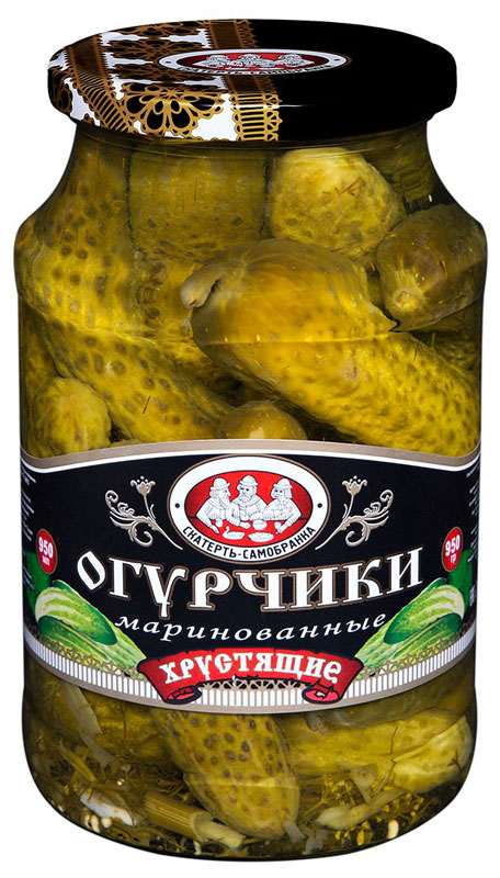 Скатерть-Самобранка огурцы маринованные, 950 мл4607067555786 Скатерть-Самобранка огурцы маринованные, 950 мл4607067555786Маринованные огурчики от марки Скатерть-Самобранка. Изготовленные с любовью и уважением к качеству, огурцы Скатерть-Самобранка отличаются превосходным вкусом, отменной хрусткостью и ярким ароматом. Оттеняет их вкус особенный пряный аромат. Выступают такие огурчики и в качестве добавки к салатам, и как готовое блюдо.