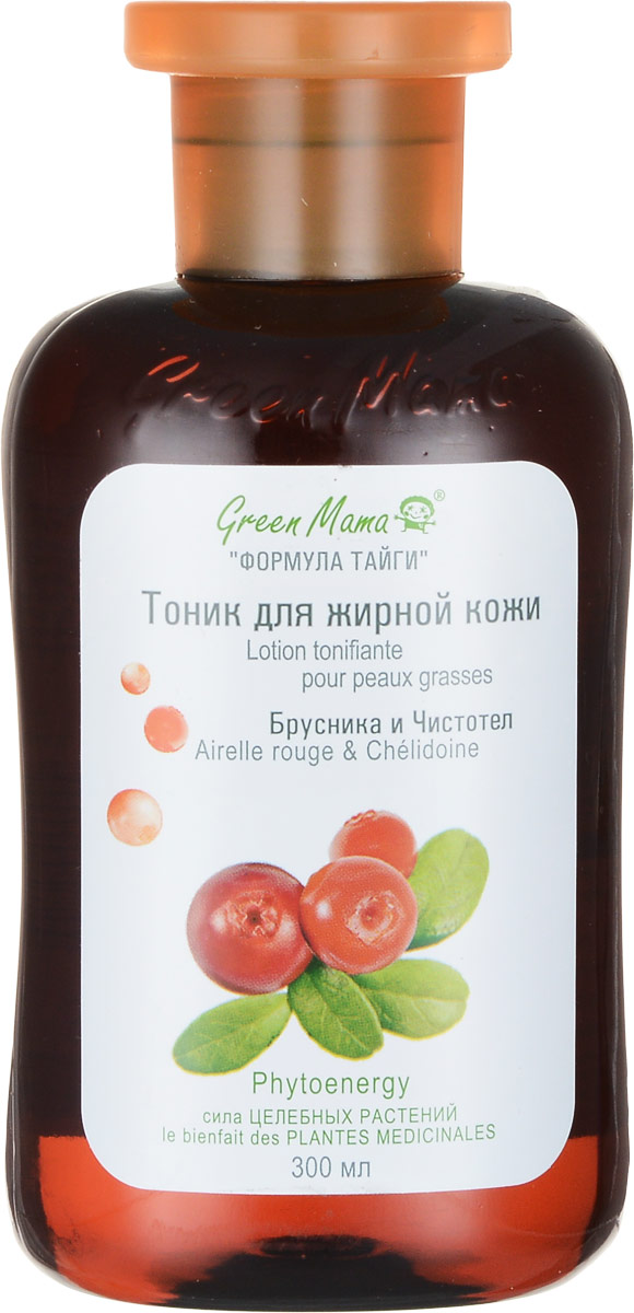 Green Mama Тоник для жирной кожи Брусника и Чистотел, 300 мл099 Green Mama Тоник для жирной кожи Брусника и Чистотел, 300 мл099Настоем трав народные лекари лечили кожу. Угри, язвы, экземы, раздражения отступали перед древним лекарством. Из глубины веков пришло к нам его название — чистотел. Брусника — природный консервант, где кроме биологически активных веществ содержатся дезинфицирующие и противовоспалительные. Фруктовые кислоты, витамины, дубильные вещества делают бруснику исключительно важным компонентом. Тоник освежает, тонизирует, гидратирует, питает, успокаивает, нормализует жировой баланс. Phytoenergy – сила целебных растений.