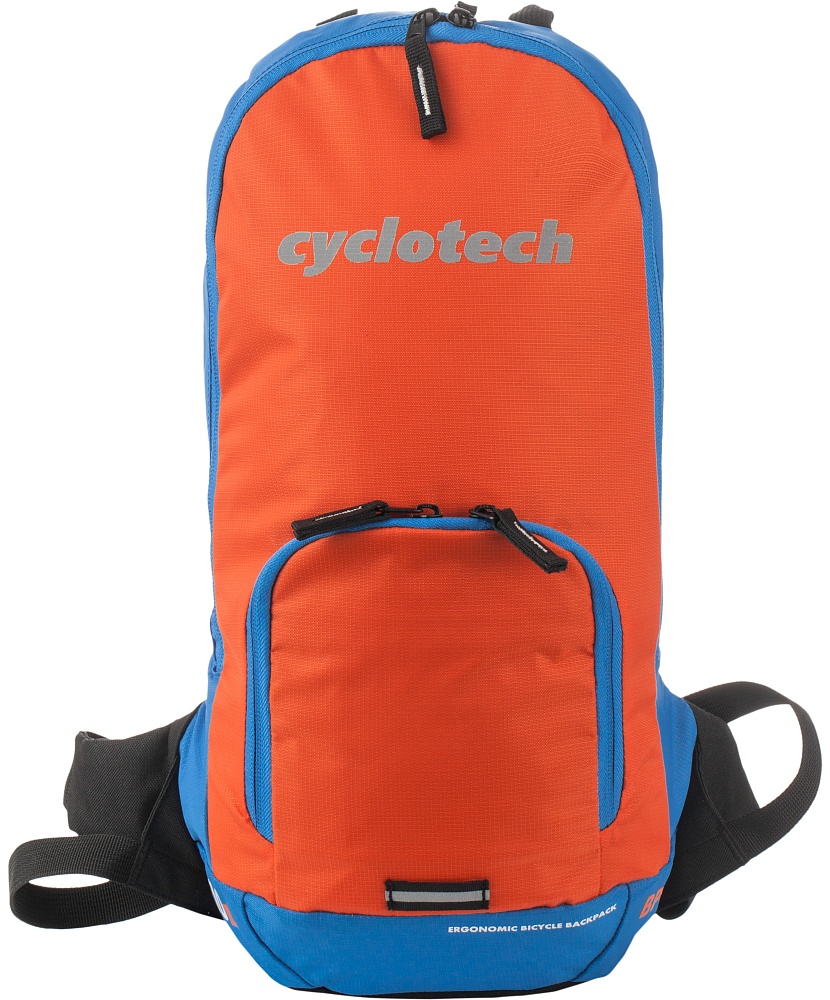 Рюкзак Cyclotech, цвет: голубой, оранжевый, 10 лCYC-10N Рюкзак Cyclotech, цвет: голубой, оранжевый, 10 лCYC-10NРюкзак, оснащенный специальными спортивными лямками и отсеком для питьевой системы с возможностью провода шланга на лямку рюкзака. Светоотражающие элементы на внешней поверхности повышают безопасность при движении в темное время суток.