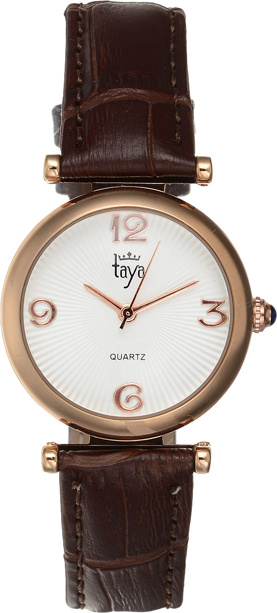 Часы наручные женские Taya, цвет: золотистый, коричневый. T-W-0003T-W-0003-WATCH-GL.BROWN Часы наручные женские Taya, цвет: золотистый, коричневый. T-W-0003T-W-0003-WATCH-GL.BROWNЭлегантные женские часы Taya выполнены из минерального стекла, натуральной кожи и нержавеющей стали. Циферблат инкрустирован стразами и дополнен символикой бренда. Корпус часов оснащен кварцевым механизмом со сменным элементом питания, а также дополнен ремешком из натуральной кожи, который застегивается на пряжку. Ремешок декорирован тиснением под кожу рептилии. Часы поставляются в фирменной упаковке. Часы Taya подчеркнут изящность женской руки и отменное чувство стиля у их обладательницы.