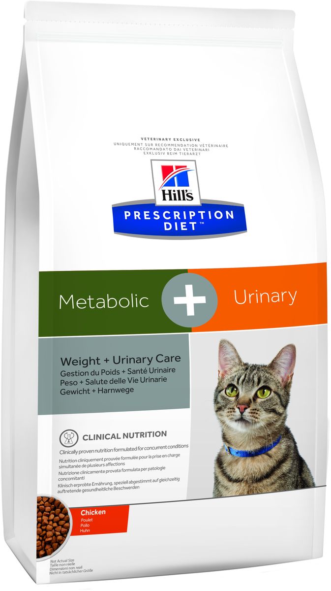 Корм сухой диетический Hills Metabolic + Urinary Feline, для кошек, для снижения веса и растворения струвитов, с курицей, 250 г10042 Корм сухой диетический Hills Metabolic + Urinary Feline, для кошек, для снижения веса и растворения струвитов, с курицей, 250 г10042Осуществляя покупку, я подтверждаю, что осведомлен о необходимости получения рекомендации ветеринарного специалиста не реже, чем раз в 6 месяцев для применения данного рациона. Рекомендуется • На начальном этапе у кошек с любым типом заболеваний нижних отделов мочевыводящих путей, в том числе кристаллурией и/или уролитиазом любого генеза, уретральными пробками и идиопатическим циститом кошек. • Расстворение стерильных струвитных уролитов • Для долговременного использования для кошек, склонных к: o Образованию струвитных кристаллов и уролитов, кристаллов и уролитов кальция оксалата и кальция фосфата (снижение появления и частоты рецидивов). o Формированию уретральных пробок (почти всегда вызванных кристаллами струвита или кальция фосфата). o Идиопатическому циститу кошек (ИЦК) И • Набору избыточного веса и ожирению • Для поддержания веса после его снижения Не рекомендуется • Собакам • Котятам •...