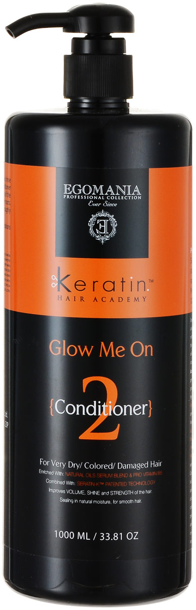 Egomania Professional Collection Кондиционер Keratin Hair Academy Во всем блеске! для очень сухих, окрашенных и поврежденных волос 1000 мл830220 Egomania Professional Collection Кондиционер Keratin Hair Academy Во всем блеске! для очень сухих, окрашенных и поврежденных волос 1000 мл830220Обогащенный маслами и активными компонентами кондиционер увлажняет и питает сухие, окрашенные и поврежденные волосы, дает необходимую защиту и питание поврежденным волосам до следующего применения.Это настоящий энергетический коктейль для волос из витаминов, масел и аминокислот. При каждом использовании кондиционера волосы получают необходимую дозу активных компонентов для натурального блеска и здорового вида.