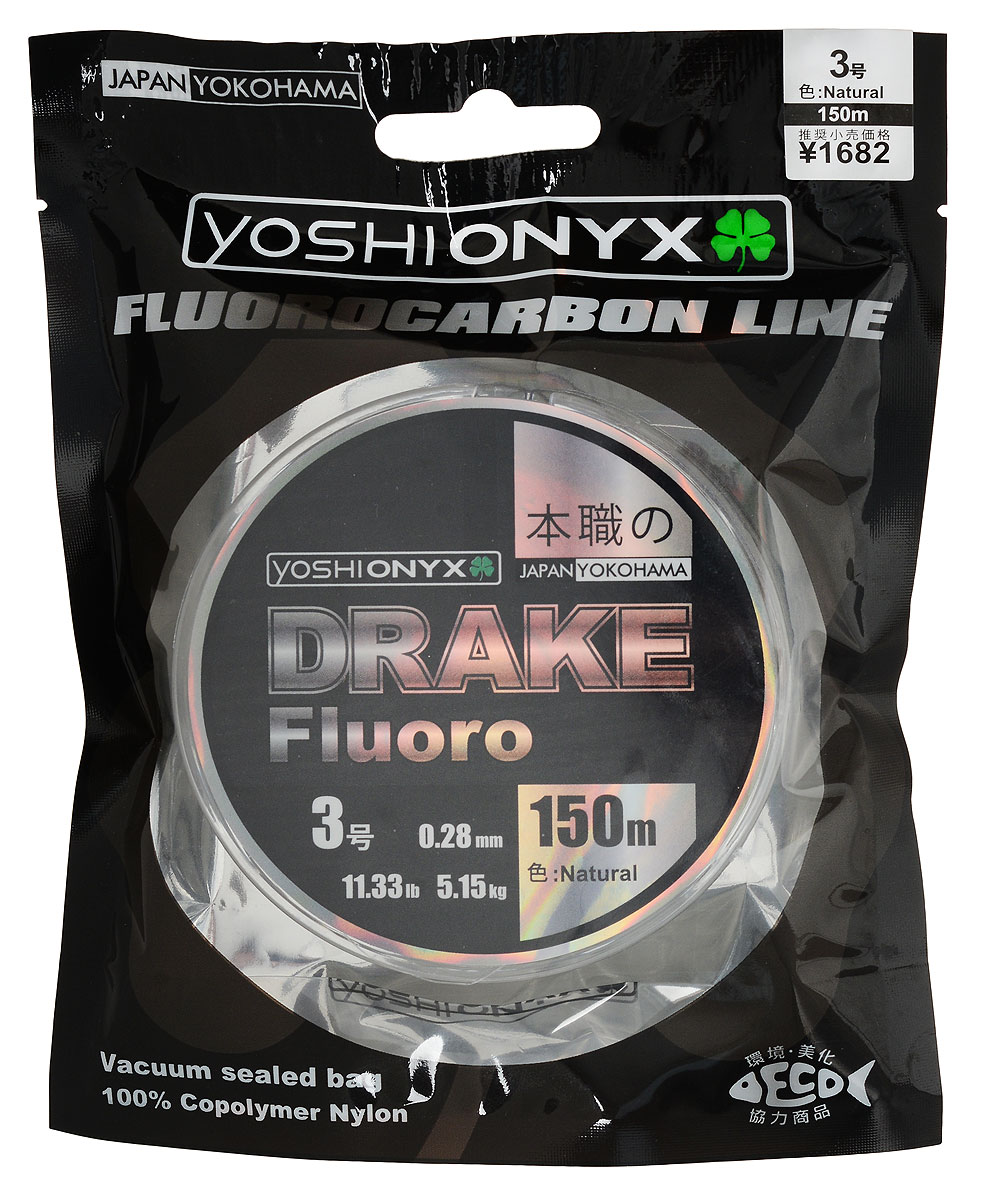 Леска Yoshi Onyx Drake Fluoro, цвет: прозрачный, 150 м, 0,28 мм, 5,15 кг89492 Леска Yoshi Onyx Drake Fluoro, цвет: прозрачный, 150 м, 0,28 мм, 5,15 кг89492Леска Yoshi Onyx Drake Fluoro - это полноценная флюорокарбоновая леска, предназначенная как для намотки на шпулю катушки, так и для монтажа разнообразных оснасток. Очень мягкая и скользкая флюорокарбоновая нить с невероятной легкостью проходит по кольцам удилища, что позволяет совершать исключительно дальние и точные забросы. Флюорокарбон обладает повышенной устойчивостью к истиранию, необычайно прочен, отличается малой растяжимостью, подходит для ловли крупной рыбы в сложных условиях. Идеален для использования на бейткастинговых (мультипликаторных) катушках в сочетании с крупными, упористыми приманками. Данная серия может применяться для ловли в самых сложных и суровых условиях, в местах с большим количеством коряжника, камней и ракушек. Леска имеет превосходную чувствительность, что крайне необходимо при ловле аккуратно клюющей рыбы. Флюорокарбон фактически не видим в водной среде, а обладая большим, чем вода, удельным весом, легко тонет, создавая потрясающий контакт с...