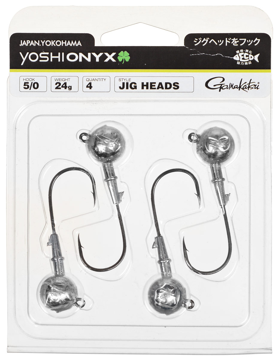 Джиг-головка Yoshi Onyx, крючок Gamakatsu 5/0, 24 г, 4 шт98015 Джиг-головка Yoshi Onyx, крючок Gamakatsu 5/0, 24 г, 4 шт98015Джиг-головки Yoshi Onyx предназначены в первую очередь для донной спиннинговой ловли - джиг спиннинга. Джиг головками оснащаются всевозможные мягкие приманки: виброхвосты, твистеры, силиконовые рачки и черви. Возможно их применение и с естественными насадками, к примеру, при ловле судака бортовой удочкой на мертвую рыбку или кусочки рыбы. Джиг-головка оснащена крючком Gamakatsu. Такой крючок прекрасно пробивает жесткую пасть крупного судака, щуки и сома. Вес: 24 г. Количество: 4 шт. Крючок: Gamakatsu 5/0.