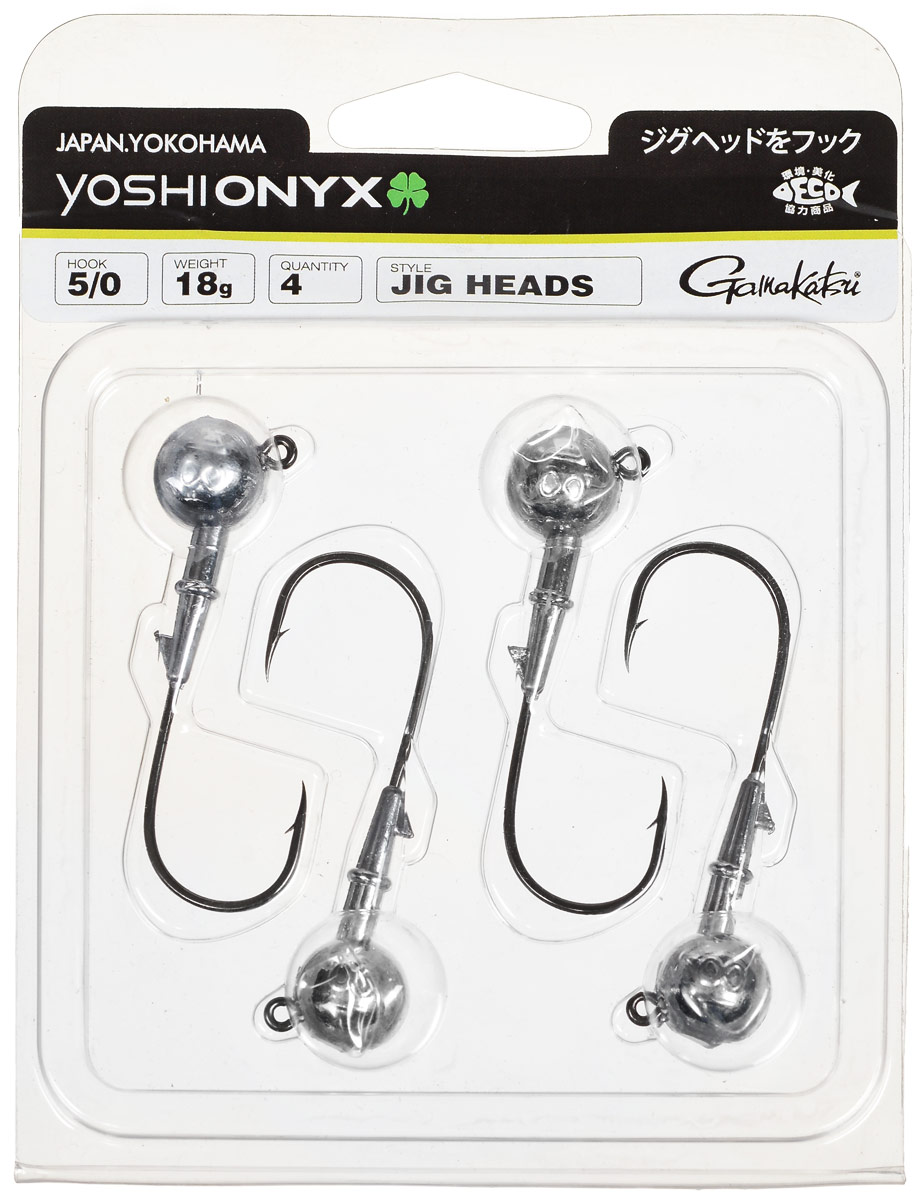 Джиг-головка Yoshi Onyx, крючок Gamakatsu 5/0, 18 г, 4 шт98012 Джиг-головка Yoshi Onyx, крючок Gamakatsu 5/0, 18 г, 4 шт98012Джиг-головки Yoshi Onyx предназначены в первую очередь для донной спиннинговой ловли - джиг спиннинга. Джиг головками оснащаются всевозможные мягкие приманки: виброхвосты, твистеры, силиконовые рачки и черви. Возможно их применение и с естественными насадками, к примеру, при ловле судака бортовой удочкой на мертвую рыбку или кусочки рыбы. Джиг-головка оснащена крючком Gamakatsu. Такой крючок прекрасно пробивает жесткую пасть крупного судака, щуки и сома. Вес: 18 г. Количество: 4 шт. Крючок: Gamakatsu 5/0.
