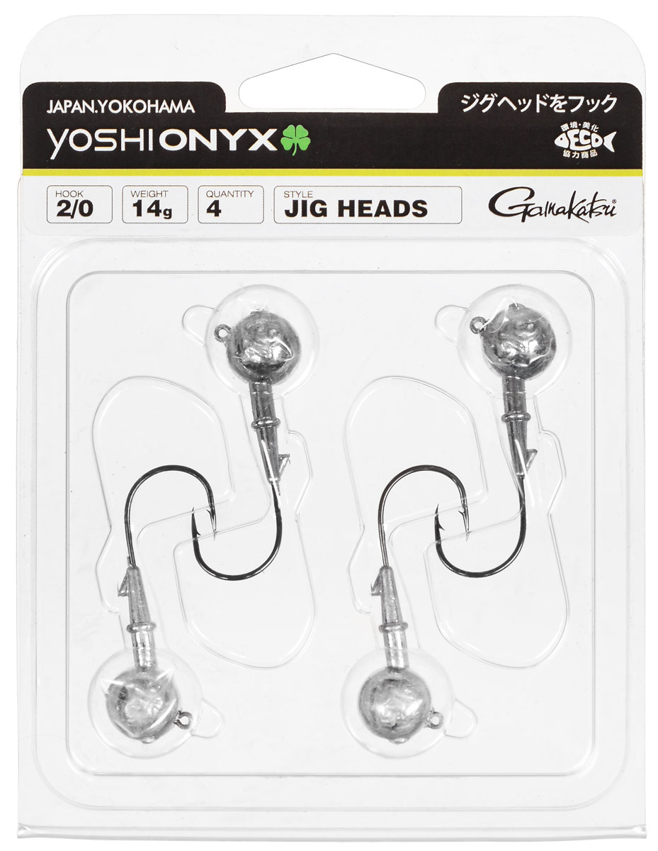 Джиг-головка Yoshi Onyx, крючок Gamakatsu 2/0, 14 г, 4 шт97991 Джиг-головка Yoshi Onyx, крючок Gamakatsu 2/0, 14 г, 4 шт97991Джиг-головки Yoshi Onyx предназначены в первую очередь для донной спиннинговой ловли - джиг спиннинга. Джиг головками оснащаются всевозможные мягкие приманки: виброхвосты, твистеры, силиконовые рачки и черви. Возможно их применение и с естественными насадками, к примеру, при ловле судака бортовой удочкой на мертвую рыбку или кусочки рыбы. Джиг-головка оснащена крючком Gamakatsu. Такой крючок прекрасно пробивает жесткую пасть крупного судака, щуки и сома. Вес: 14 г. Количество: 4 шт. Крючок: Gamakatsu 2/0.