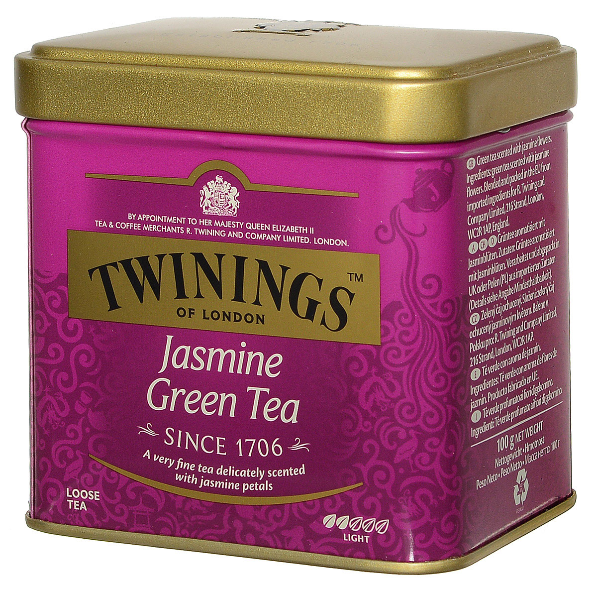 Twinings Jasmine чай зеленый листовой, 100 г02066 Twinings Jasmine чай зеленый листовой, 100 г02066Чай Twinings Jasmine способен доставить истинное наслаждение настоящим ценителям чая. При заваривании получается прозрачный напиток с экзотическим утонченным ароматом и нежным вкусом. Чай с жасмином обладает благотворным воздействием на пищеварительную и нервную системы.