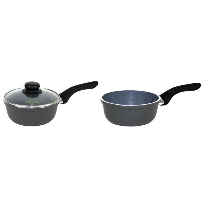 Ковш NaturePan Classic с крышкой, с керамическим покрытием, 1,4 лCS18 Ковш NaturePan Classic с крышкой, с керамическим покрытием, 1,4 лCS18Ковш NaturePan Classic выполнен из высококачественного алюминия с керамическим покрытием. Ковш снабжен крышкой из алюминия и стекла с не нагревающейся ручкой. Крышка позволяет следить за процессом приготовления блюд без потери тепла, сохраняет аромат и вкус блюд.