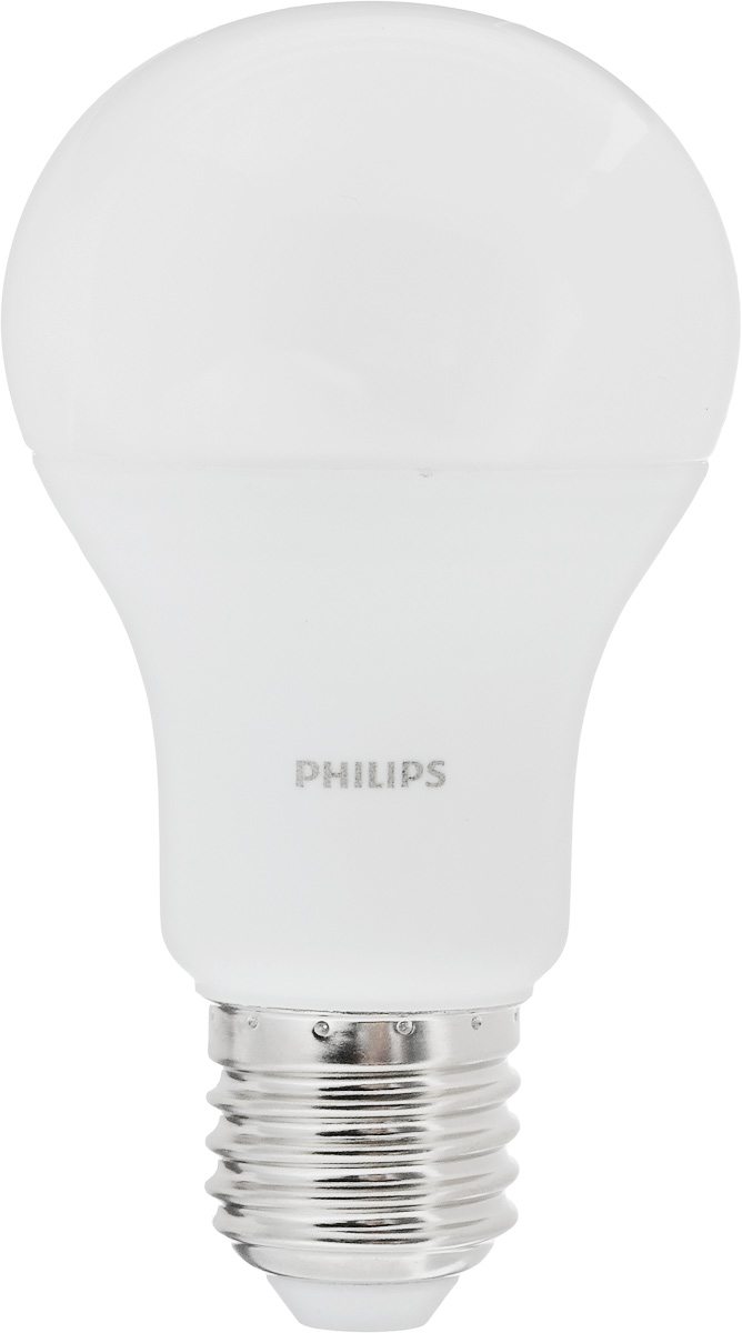 Лампа светодиодная Philips LED bulb, цоколь E27, 10,5W, 6500KЛампа LEDBulb 10.5-85WE276500K230VA60/PF Лампа светодиодная Philips LED bulb, цоколь E27, 10,5W, 6500KЛампа LEDBulb 10.5-85WE276500K230VA60/PFСовременные светодиодные лампы LED bulb экономичны, имеют долгий срок службы и мгновенно загораются, заполняя комнату светом. Лампа оригинальной формы и высокой яркости позволяет создать уютную и приятную обстановку в любой комнате вашего дома. Светодиодные лампы потребляют на 87% меньше электроэнергии, чем обычные лампы накаливания, излучая при этом привычный и приятный теплый свет. Срок службы светодиодной лампы LED bulb составляет до 15000 часов, что соответствует общему сроку службы пятнадцати ламп накаливания. Благодаря чему менять лампы приходится значительно реже, что сокращает количество отходов. Напряжение: 220-240 В. Световой поток: 1055 lm. Эквивалент мощности в ваттах: 85 Вт.