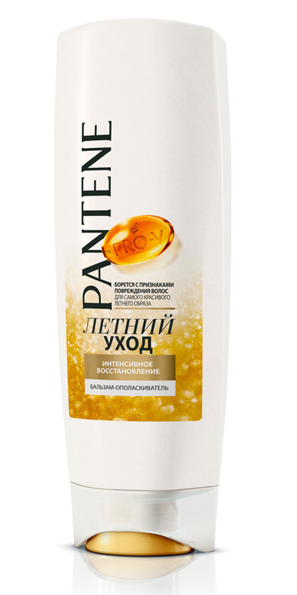 PANTENE Бальзам-ополаскиватель Интенсивное восстановление Летний уход 360 мл81579942 PANTENE Бальзам-ополаскиватель Интенсивное восстановление Летний уход 360 мл81579942до 7 раз более сильные волосы* этим летом. Сила против повреждений при укладке, по сравнению с шампунем без кондицонирующего эффекта. Более здоровые волосы с каждым мытье. Визуальная оценка. При использовании шампуня и бальзама-ополаскивателя в сравнении с шампунем P&G без кондиционируюшего эффекта. Усовершенствованная формула PANTENE PRO-V борется с признаками повреждения волос. Наша восстанавливающая коллекция с питательными микроэлементами увлажняет волосы изнутри, придает им здоровый вид и блеск. Для самого красивого летнего образа. Коллекция Интенсивное Восстановление помогает: • Восстановить силу волос против повреждений при укладке. • Предотвратить появление секущихся кончиков.