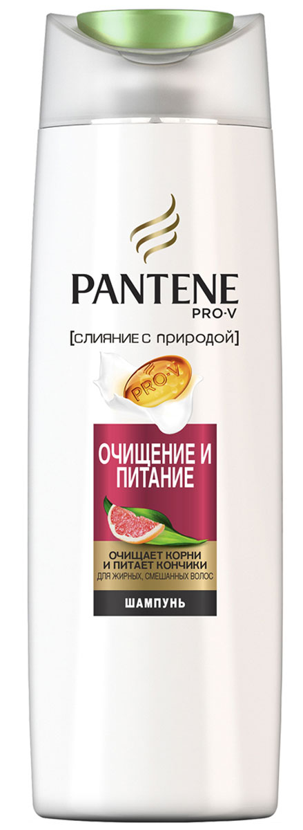 Pantene Pro-V Шампунь Слияние с природой. Очищение и питание, 400 мл81601125 Pantene Pro-V Шампунь Слияние с природой. Очищение и питание, 400 мл81601125Шампунь Pantene Pro-V Слияние с природой. Очищение и питание объединяет формулу Pantene Pro-V, экстракт грейпфрута, придающий энергию волосам, и природный компонент Гуар Легкая формула глубоко очищает волосы у самых корней и питает их, делая волосы чистыми и придавая им ухоженный вид по всей длине.