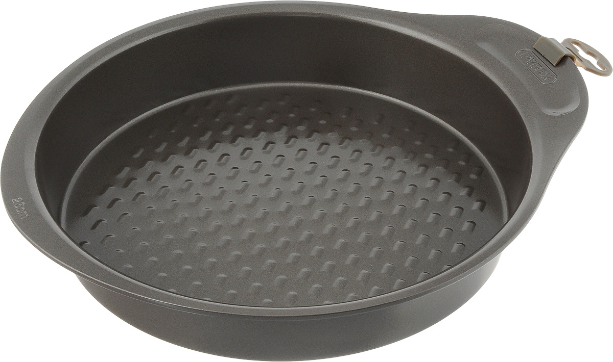 Форма для выпечки Pyrex Asimetria, круглая, с антипригарным покрытием, диаметр 26 смAS26BA0 Форма для выпечки Pyrex Asimetria, круглая, с антипригарным покрытием, диаметр 26 смAS26BA0Форма для выпечки Pyrex Asimetria изготовлена из углеродистой стали с антипригарным покрытием на всей поверхности и текстурным дном. Изделие снабжено удобной ручкой для комфортного использования. Пища в такой форме не пригорает и не прилипает к стенкам, готовое блюдо легко вынимается. Изделие прекрасно подойдет для выпечки и запекания. Такая форма станет полезным приобретением для вашей кухни. Можно мыть в посудомоечной машине и использовать в духовке при температуре до 230°С. Внутренний диаметр формы: 26 см. Размер формы (с учетом ручки): 32 х 28 см. Высота стенки: 4,5 см.
