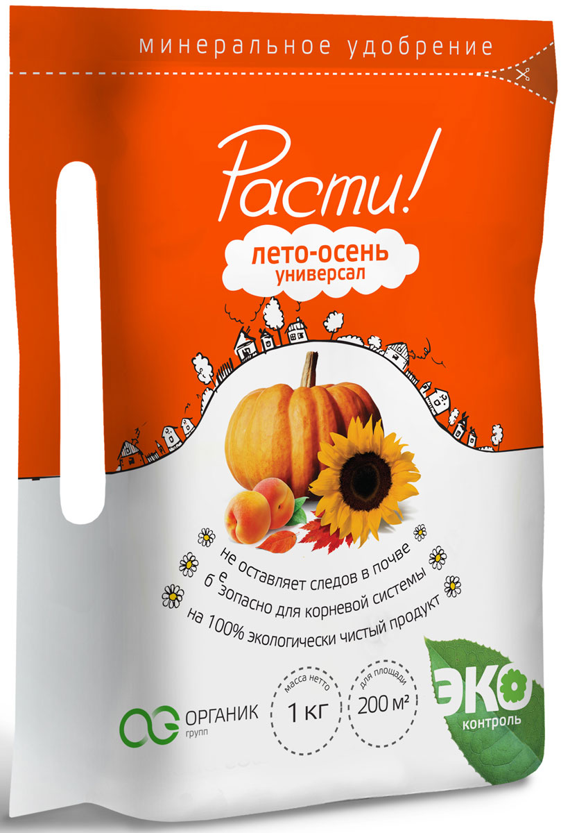 Удобрение комплексное минеральное Расти!, универсальное, лето-осень, 1 кг4665294660239 Удобрение комплексное минеральное Расти!, универсальное, лето-осень, 1 кг4665294660239• Уникальная формула позволяет растениям легче переносить неблагоприятные климатические условия • Улучшает перезимовку культур • Универсально в применении • Повышает урожайность и качество фруктов и овощей Массовые доли основных компонентов: N-P-K:12-22-22