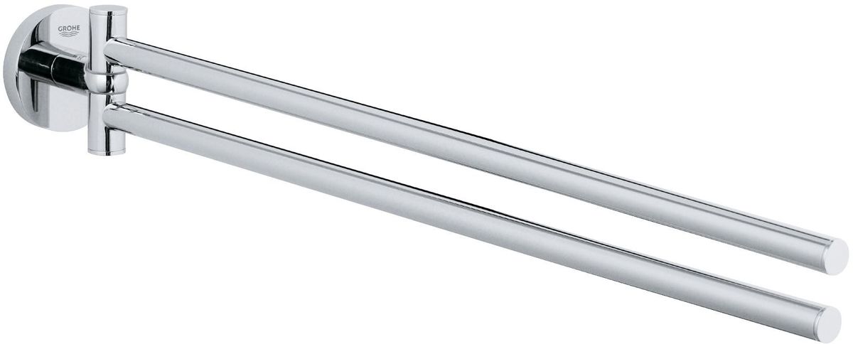 Держатель для полотенец Grohe Essentials, двойной40371001 Держатель для полотенец Grohe Essentials, двойной40371001Смонтированный рядом с раковиной, держатель для полотенца Grohe Essentials с двумя подвижными пальцами, сделает полотенце для рук более доступным для вас. Нет больше мокрых следов на полу в поисках полотенца! Выполненный в износостойком хромовом покрытии, он выглядит привлекательно и за ним легко ухаживать.