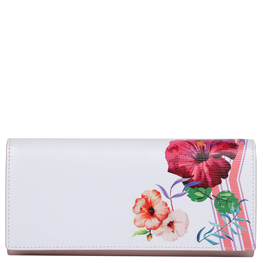 Кошелек женский Leo Ventoni, цвет: белый, розовый. L330988L330988-bianco/pink Кошелек женский Leo Ventoni, цвет: белый, розовый. L330988L330988-bianco/pinkИзысканный женский кошелек от итальянского бренда Leo Ventoni выполнен из натуральной кожи с невероятно модным и изысканным тиснением. Элегантное сочетание белого и розового оттенков, а также дизайнерский принт в виде женственных цветов превращают кошелек в элегантный аксессуар, который придется по вкусу любительницам новых тенденций моды. Внутри модели находятся 2 вместительных отделения для купюр, одно из которых закрывается на молнию. Также вы сможете разместить свои дисконтные и кредитные карты с помощью 8 карманов. На тыльной части аксессуара есть глубокий карман на молнии с металлическим поводком. Кошелек закрывается на прочную заклепку.