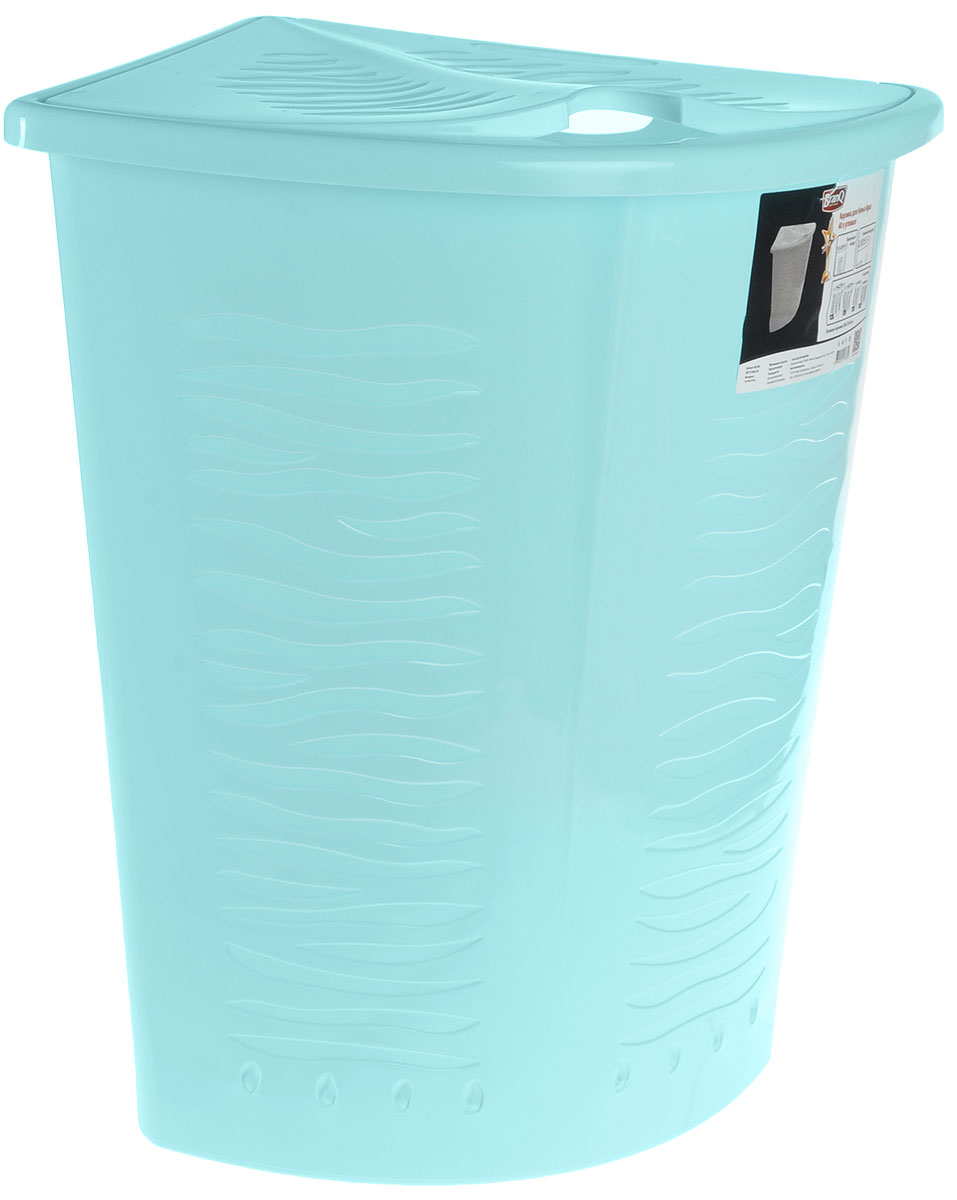 Корзина для белья BranQ Aqua, угловая, цвет: бирюзовый, 40 лBQ1700БРЗ Корзина для белья BranQ Aqua, угловая, цвет: бирюзовый, 40 лBQ1700БРЗУгловая корзина для белья BranQ Aqua изготовлена из прочного полипропилена и оформлена перфорированными отверстиями, благодаря которым обеспечивается естественная вентиляция. Изделие идеально подходит для небольших ванных комнат. Корзина оснащена крышкой и ручкой для переноски. На крышке имеется выемка для удобного открывания крышки. Такая корзина для белья прекрасно впишется в интерьер ванной комнаты.