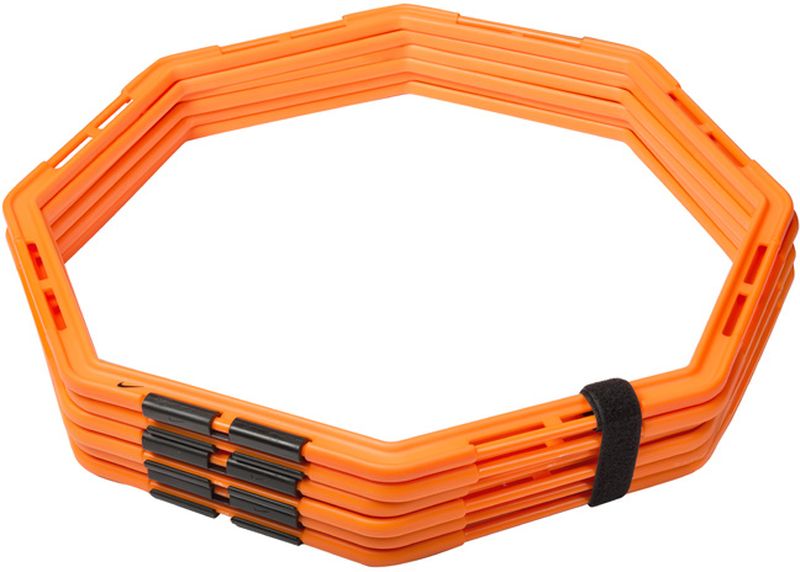 Кольца для тренировок Nike Agility WebN.EX.11.829.NS Кольца для тренировок Nike Agility WebN.EX.11.829.NSВосьмигранные кольца для тренировок на скорость и ловкость со сменой направлений. Простые в использовании резиновые соединения позволяют создавать разнообразные схемы для упражнений. Прочные, устойчивые к повреждениям кольца идеальны для спорт сменов всех уровней. Легко складываются для компактного хранения. Несколько комплектов могут быть соединены для создания более сложных и долгих упражнений. В комплекте 6 колец.