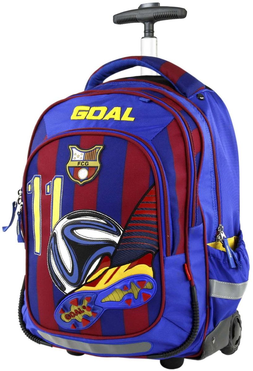 Target Collection Рюкзак-тележка цвета FC Barcelona 1724117241 Target Collection Рюкзак-тележка цвета FC Barcelona 1724117241Рюкзак-тележка – единственная из модельного ряда школьных рюкзаков бренда «Target Collection», которая оснащена двумя типами колес: колеса 360° и 180° колеса + «ноги» и телескопическая ручка, которая может быть изъята из рюкзака. Телескопическая ручка является съемной. В настоящее время - это самый современный рюкзак-тележка в мире. Фигурные лямки содержат вентиляционные отверстия и тем самым, имея возможность дышать. Они дополняются специальной ЭКО-пеной, которая делает ношение рюкзака более комфортным для ребёнка. Рюкзак содержит 2 больших отделения, закрывающегося на молнию. На лицевой стороне рюкзака расположен большой накладной карман, так же на молнии. Светоотражающий материал присутствует на передней, боковой и задней части рюкзака, что позволяет сделать вашего ребенка более заметным, а так же обезопасить его не только днем, но и ночью. Нижняя часть рюкзака изготовлена из специального материала EVA, который известен своей высокой прочностью. Внизу рюкзака есть вложенные угловые...