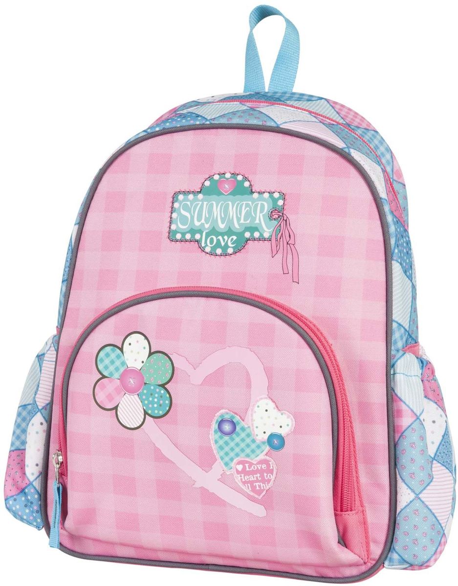 Target Collection Рюкзак дошкольный Летняя любовь 1790217902 Target Collection Рюкзак дошкольный Летняя любовь 1790217902Рюкзак малый бренда «Target Collection» имеет яркий рисунок и изготовлен из современных, прочных материалов и состоит из одного отделения, закрывающегося на молнию. На лицевой стороне рюкзака расположен большой накладной карман, закрывающийся на застежку-молнию, а по бокам рюкзака два кармана на резинке. Бегунки на застежках дополнены удобными тканевыми держателями. Рюкзак снабжен регулируемыми по длине плечевыми ремнями и ручкой для переноски в руке.