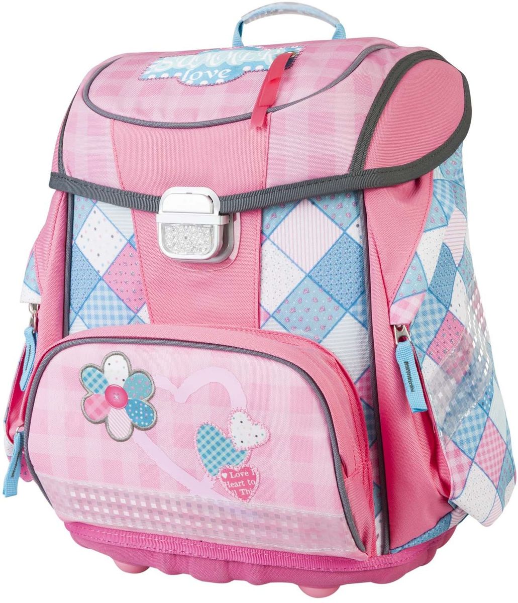 Target Collection Ранец школьный Летняя любовь 1790117901 Target Collection Ранец школьный Летняя любовь 1790117901Школьный ранец Target Collection Летняя любовь изготовлен из современных, прочных материалов. Изделие закрываются с помощью замка-защелки. Ортопедическая спинка поддерживает осанку и равномерно распределяет нагрузку по спине. Технической особенностью модели является система Flexiball (поясничная поддержка), которая оптимально адаптирована для ребенка. Система Flexiball является новшеством в промышленности, она правильно распределяет вес ранца, автоматически подстраивается под ребенка и поэтому обеспечивает идеальное положение для поясничной поддержки. Во время прогулки система Flexiball движется вместе с ребенком и за счет гибкого материала уменьшает нагрузку при ходьбе. Портфель имеет форму куба, пригодную для учащихся начальных классов. Плечевые лямки можно отрегулировать для каждого ребенка индивидуально, поэтому получается что он растет вместе с ребенком. Лямки содержат вентиляционные отверстия и тем самым имеют возможность дышать. Они дополнительно оснащены...