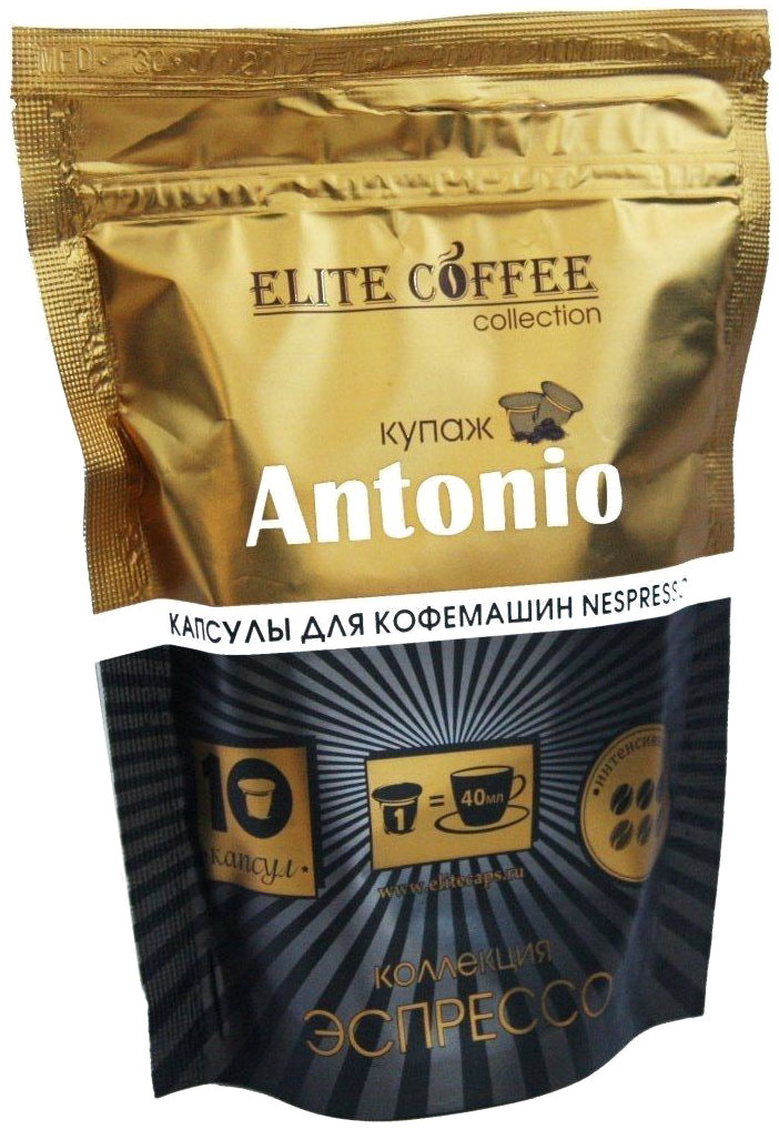 Elite Coffee Collection Antoniо Кофе в капсулах, 10 шт4623720827731 Elite Coffee Collection Antoniо Кофе в капсулах, 10 шт4623720827731Смесь лучших сортов 100% арабики из Бразилии и Африки. Обладает мягким пикантным сбалансированным вкусом, насыщенным бархатистым ароматом и густой пенкой. Смесь создана признанными специалистами из Италии.