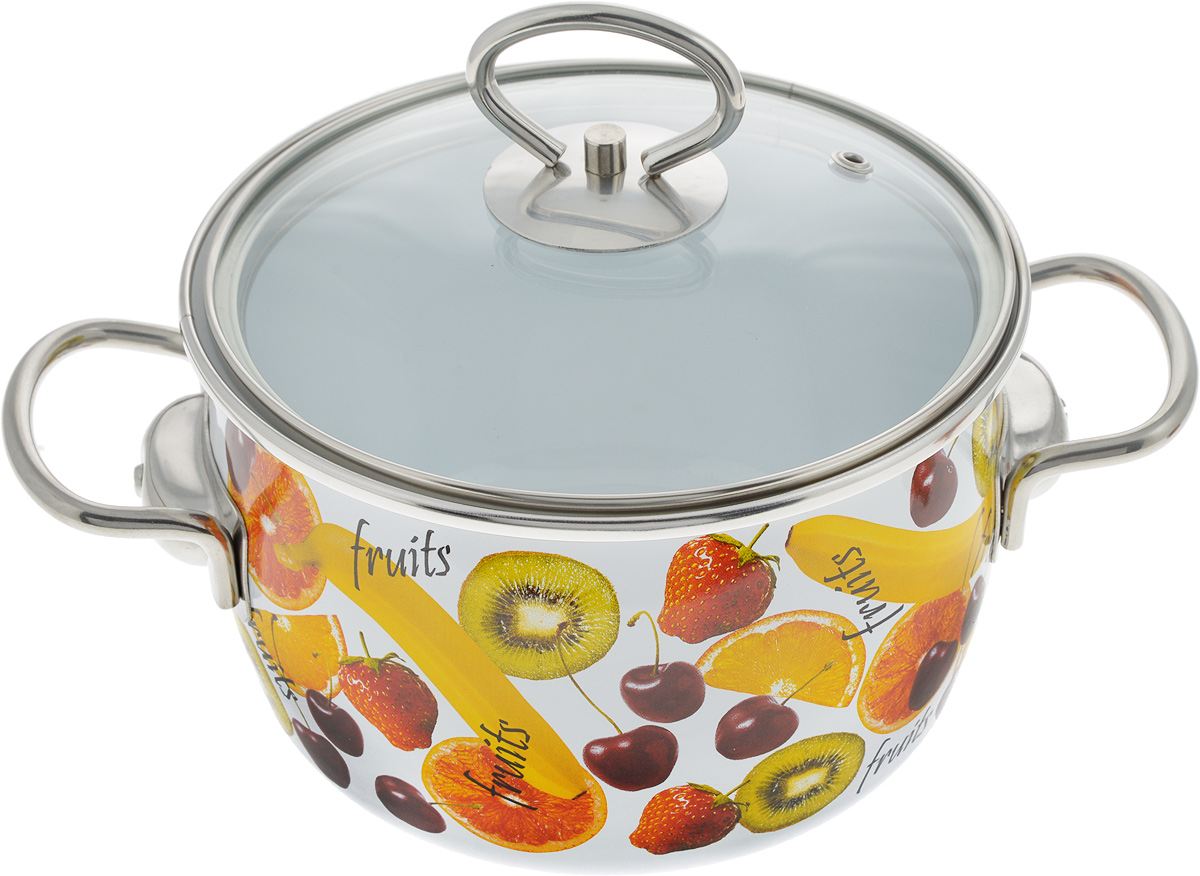 Кастрюля Vitross Fruits с крышкой, 2 л1SC165S Кастрюля Vitross Fruits с крышкой, 2 л1SC165SКастрюля Vitross Fruits выполнена из нержавеющей стали с эмалированным покрытием - наиболее безопасным видом покрытий посуды. Прочный стальной корпус обеспечивает эффективную тепловую обработку и не деформируется в процессе эксплуатации. Такая кастрюля идеальна для тепловой обработки и хранения пищевых продуктов, приготовления холодных блюд и сервировки стола. Кастрюля оснащена стеклянной крышкой с металлическим ободом и пароотводом. По бокам кастрюли расположены удобные стальные ручки. Подходит для всех типов плит, включая индукционные. Можно мыть в посудомоечной машине. Диаметр кастрюли (по верхнему краю): 17.5 см. Высота стенок кастрюли: 11 см. Ширина кастрюли с учетом ручек: 26 см.