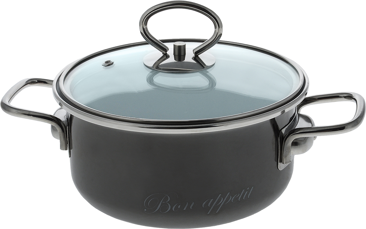 Кастрюля эмалированная Vitross Bon Appetit с крышкой, 1,5 л8SB165S Кастрюля эмалированная Vitross Bon Appetit с крышкой, 1,5 л8SB165SКастрюля Vitross Bon Appetit выполнена из высококачественной стали с эмалированным покрытием. Стеклоэмаль инертна и устойчива к пищевым кислотам, не вступает во взаимодействие с продуктами и не искажает их вкусовые качества. Эмалевое покрытие, являясь стекольной массой, не вызывает аллергию и надежно защищает пищу от контакта с металлом. Кроме того, такое покрытие долговечно, оно устойчиво к механическому воздействию, не царапается и не сходит, а стальная основа практически не подвержена механической деформации, благодаря чему срок эксплуатации увеличивается. Кастрюля оснащена стеклянной крышкой, а также удобными ручками. Подходит для всех типов плит, включая индукционные. Можно мыть в посудомоечной машине. Ширина кастрюли (с учетом ручек): 26 см. Диаметр кастрюли (по верхнему краю): 18 см. Высота (без учета крышки): 8,5 см. Диаметр основания: 13,5 см.