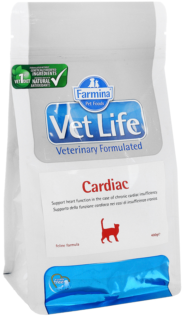 Корм сухой Farmina Vet Life для кошек, для поддержания работы сердца при хронической сердечной недостаточности, диетический, 400 г30382 Корм сухой Farmina Vet Life для кошек, для поддержания работы сердца при хронической сердечной недостаточности, диетический, 400 г30382Корм Farmina Vet Life - это диетическое питание для собак, предназначенное для поддержания работы сердца при хронической сердечной недостаточности. Диета содержит низкий уровень натрия и оптимальное соотношение калия/натрия. Корм способствует оптимальной работе кишечника. Входящий в состав таурин регулирует сократительную способность миокарда, L- карнитин повышает устойчивость к физическим нагрузкам, Омега-3 оказывает противовоспалительное воздействие. Товар сертифицирован.