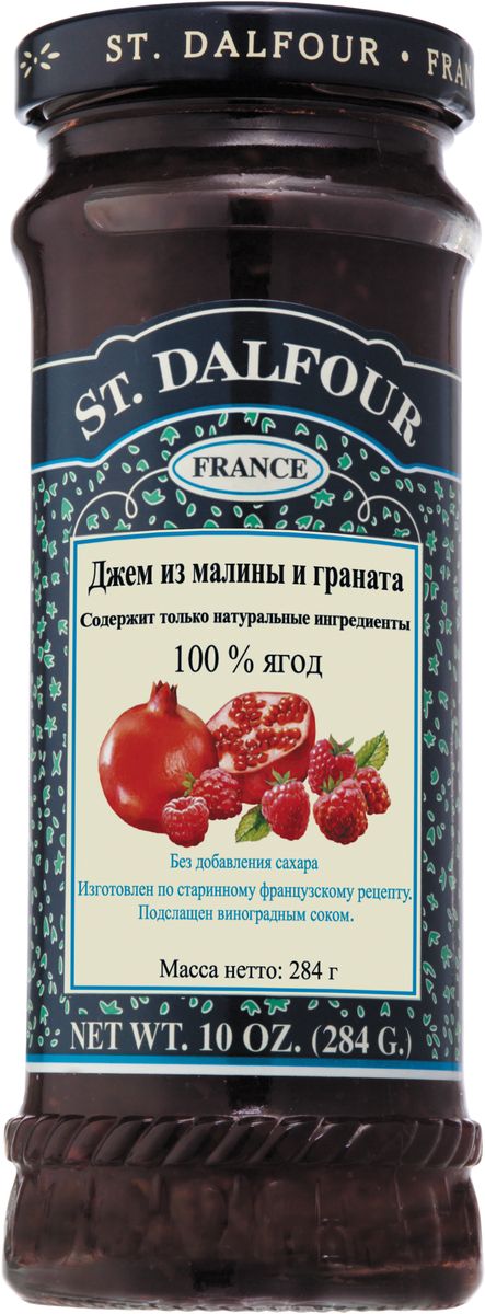 St.Dalfour Джем Малина и Гранат, 284 г207038 St.Dalfour Джем Малина и Гранат, 284 г207038Без сахара. Изготовлен по старинным французским рецептам. Не содержит консервантов, искусственных ароматизаторов и красителей. Содержит только натуральные ингредиенты.