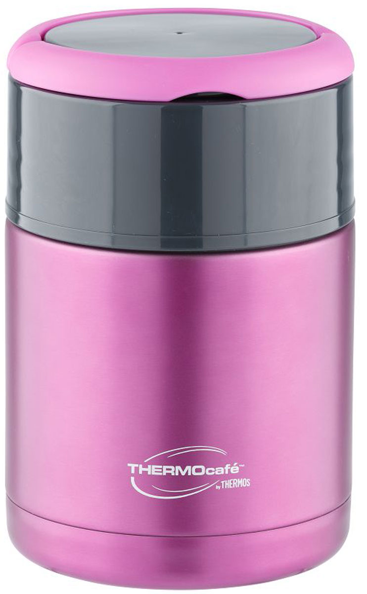 Термос Thermocafe By Thermos, цвет: сиреневый, 0,8 л. TS3506270962 Термос Thermocafe By Thermos, цвет: сиреневый, 0,8 л. TS3506270962Термос для еды, с широким горлом, Сверху крышки - две складывающиеся ручки. На пробке предусмотрен клапан-кнопка для спуска воздуха и как следствие, более легкого открытия крышки. Ни для кого не секрет, если подпустить воздух под закручивающуюся крышку, то банка легко откроется. Здесь использован тот же принцип. Удобен для путешествий
