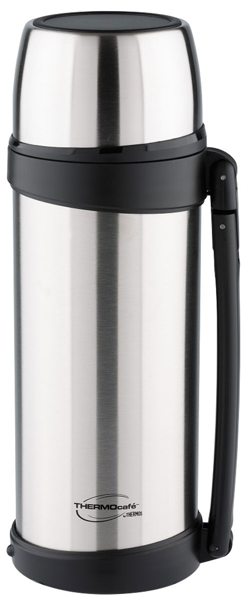 Термос Thermocafe By Thermos, цвет: стальной, 1 л. XTGH9-100271037 Термос Thermocafe By Thermos, цвет: стальной, 1 л. XTGH9-100271037Термос из нержавеющей стали Выливать напитки из термоса можно повернув крышку на пол-оборота. Увеличенная по объему крышка-чашка понравится любителям больших порций. Для удобства использования и транспортировки термос имеет складную ручку
