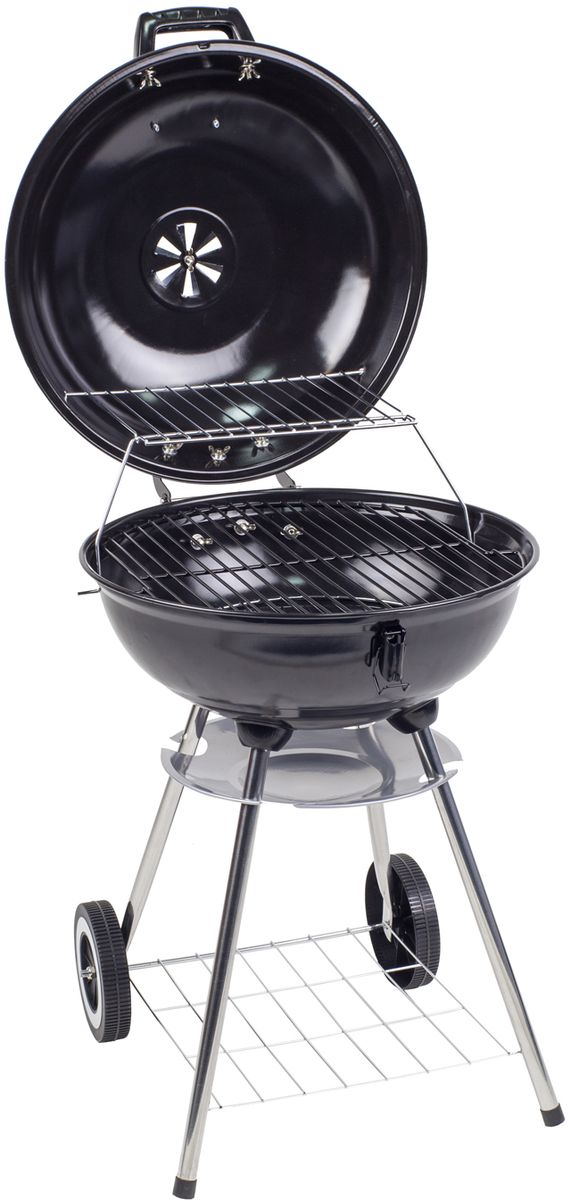 Угольный гриль Go Garden Barbeque 44, круглый, 490 х 440 х 705 мм50131 Угольный гриль Go Garden Barbeque 44, круглый, 490 х 440 х 705 мм50131Классический круглый гриль-барбекю Go Garden Barbeque 44 - отличное решение для дачи или загородного дома. Данный гриль-барбекю можно использовать круглый год: он неприхотлив, мобилен и удобен в использовании. Классический гриль-барбекю круглой формы максимально удобен и эффективен в приготовлении пищи - мясо, рыбу или овощи можно не просто жарить, но и тушить без опасности возникновения открытого огня, просто закрыв крышку гриля-барбекю. Дополнительная внутренняя хромированная решетка помогает сортировать уже готовую пищу или разогревать ее в щадящем режиме. - Крышка гриля-барбекю в открытом положении удобно открывается назад и фиксируется на петлях; - Закрыв крышку, можно немного притушить мясо, а также избежать опасности возникновения открытого огня; - Корпус и грилевая решетка покрыты жаропрочной фарфоровой эмалью; - Дополнительная складывающаяся хромированная решетка для разогрева готовой пищи; - Хромированная решетка для углей; - Ручка...
