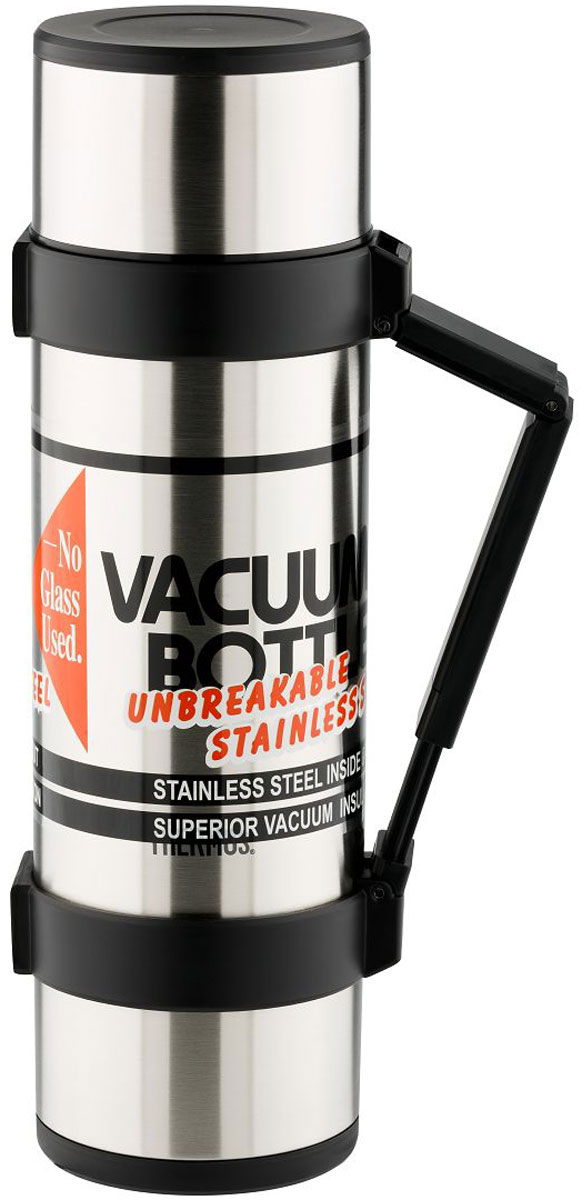 Термос Thermos, цвет: черный, 1,8 л. NCB-12B Rocket Bottle835680 Термос Thermos, цвет: черный, 1,8 л. NCB-12B Rocket Bottle835680Термос NCB — воплощение безупречного качества и инновационных технологий торговой марки THERMOS®. Модель разработана японской корпорацией Nissan Thermos® с применением технологии производства глубокого вакуума и занимает лидирующее место по температурным характеристикам. Легкость и прочность внешней колбы позволяет использовать модель в любых ситуациях. Термос оснащен герметичной поворотной пробкой с направляющими для выливания. Конструкция «стоп» - приспособления на корпусе термоса, позволяет фиксировать его в горизонтальном положении. Оснащен откидной ручкой и ремнем для переноски. Укомплектован двумя пластиковыми чашками.
