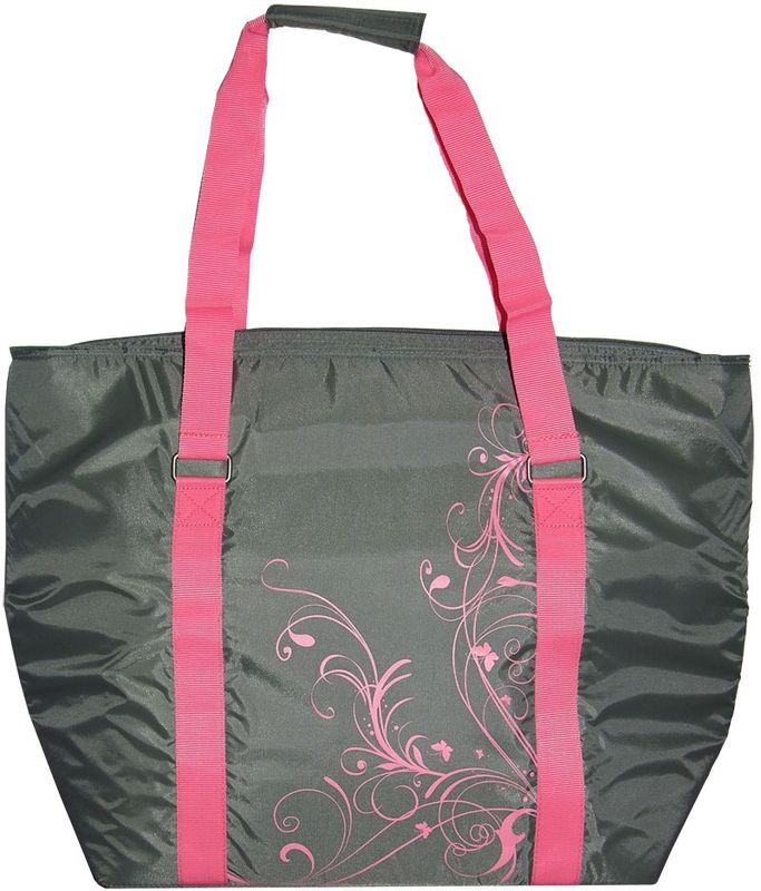 Термосумка Thermos Freezer Tote, цвет: серый, 27 л446428 Термосумка Thermos Freezer Tote, цвет: серый, 27 л446428Складная сумка-термос, изобретенная японскими инженерами, эта легкая и компактная сумка-термос, используется во время совершения покупок для сохранения свежести и температуры продуктов. Сумка выполнена в серой цветовой гамме с розовой декоративной отстрочкой и растительным орнаментом. Переносить сумку можно держа ее не только в руках, но и на плече. Застежка молния создает необходимые условия для изоляции, а внутренний изолирующий слой позволяет сохранить температуру и свежесть продуктов длительное время.